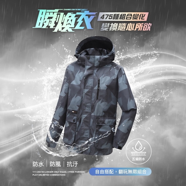 頂級防水 防風 蓄熱 模組化機能外套