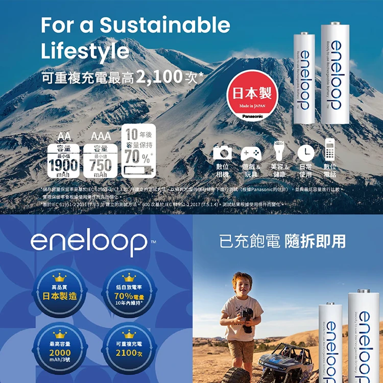 Panasonic Eneloop 充電電池 10入 (3號AA/ 4號AAA),CS0042,PanasonicEneloop充電電池10入(3號AA/4號AAA),生活用品,品牌分類,COSTCO限定