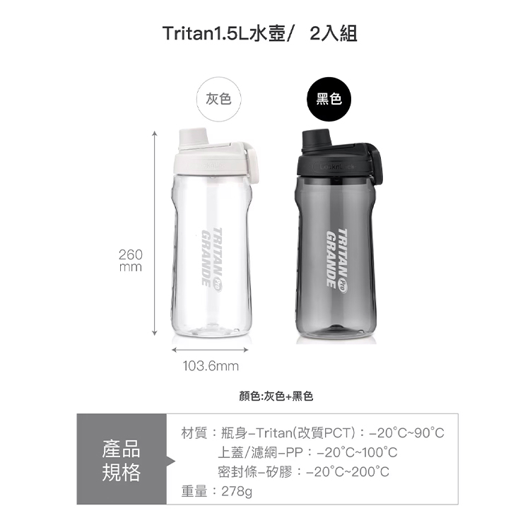 LocknLock Tritan 冷水壺 1.5公升 X 2件組,CS0080,LocknLockTritan冷水壺1.5公升X2件組,全館商品,生活用品,餐廚用品