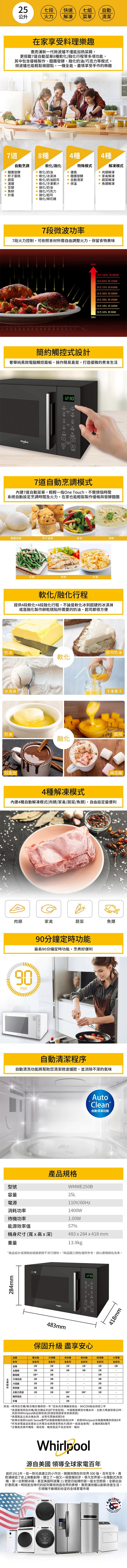 Whirlpool惠而浦 25L微電腦觸控式微波爐 (WMWE250B),CS0114,Whirlpool惠而浦25L微電腦觸控式微波爐(WMWE250B),全館商品,品牌分類,COSTCO限定