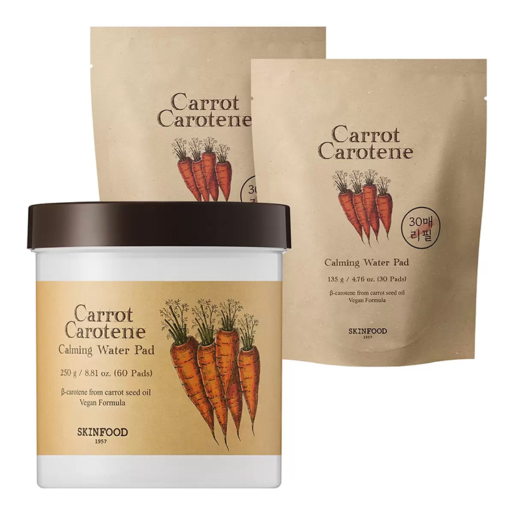 SKINFOOD 胡蘿蔔鎮靜爽膚棉片組 60片 X 1入 + 補充包 30片 X 2入