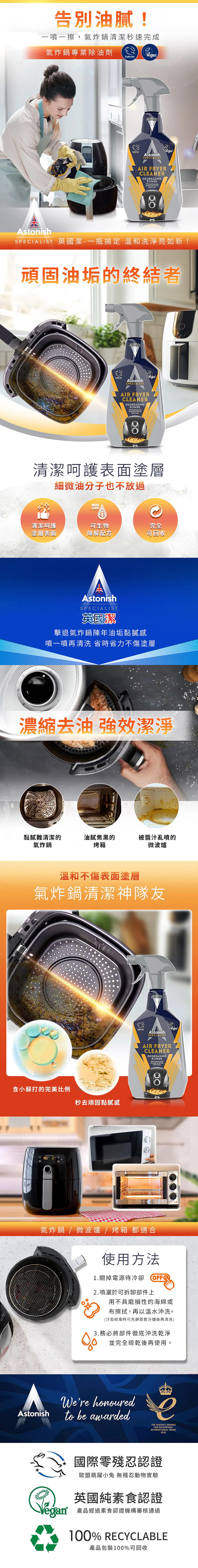 英國潔ASTONISH氣炸鍋除油清潔劑 750毫升,CS0258,英國潔ASTONISH氣炸鍋除油清潔劑750毫升,全館商品,生活用品,新品上市