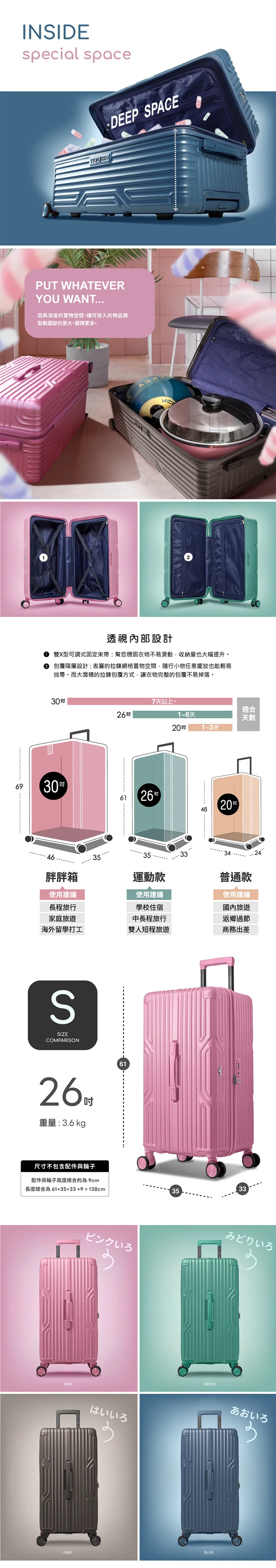 【Arowana 亞諾納】棉花糖胖胖箱 避震輪防爆行李箱(26吋),GF0618,【Arowana亞諾納】棉花糖胖胖箱避震輪防爆行李箱(26吋),全館商品,生活用品,品牌分類