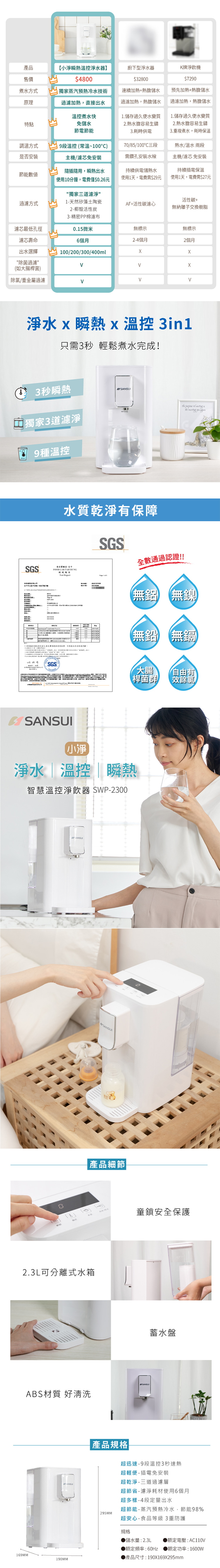 【山水】SWP-2300 3秒瞬熱溫控淨水器(含濾芯)