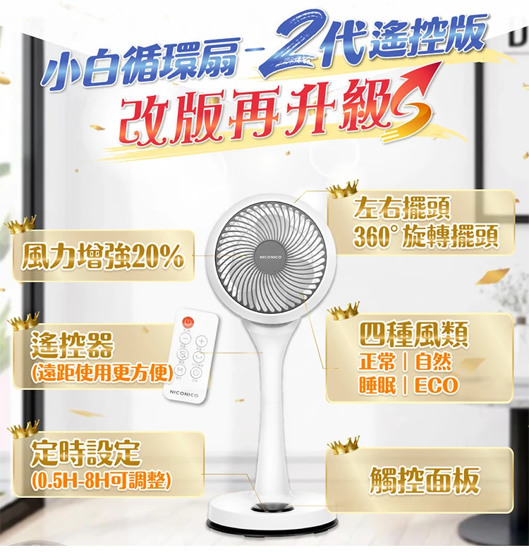 【NICONICO】小白二代遙控循環扇 NI-GS1120,GF0767,【NICONICO】小白二代遙控循環扇NI-GS1120,全館商品,品牌分類,質感家電