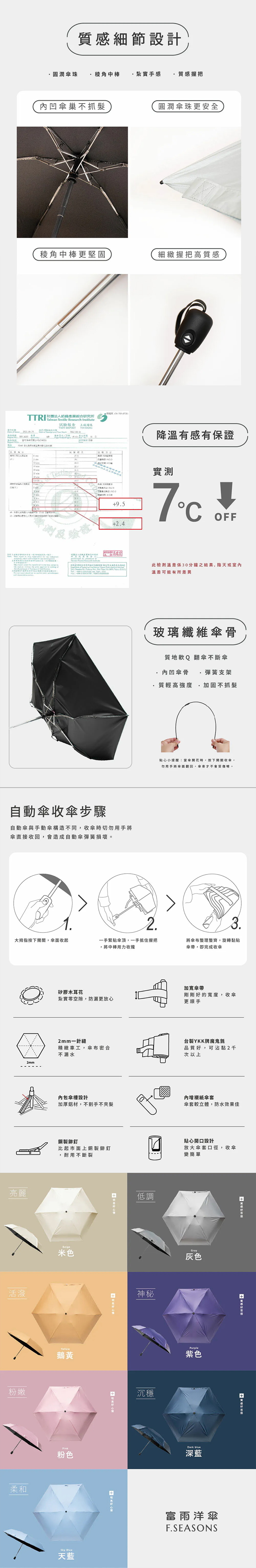 【富雨洋傘】21吋-降溫四折輕巧自動折傘2.0_晴雨兩用_最短自動傘 (IE02)