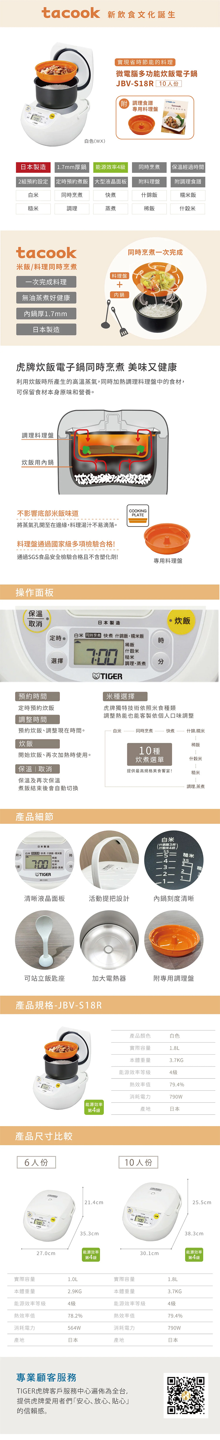 【虎牌TIGER】微電腦炊飯電子鍋10人份日本製(JBV-S18R)