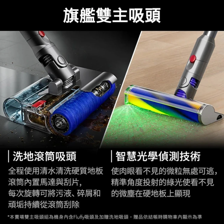 Dyson 戴森】V12 Detect Slim Fluffy SV46 智慧光學偵測洗地吸塵器| 熊