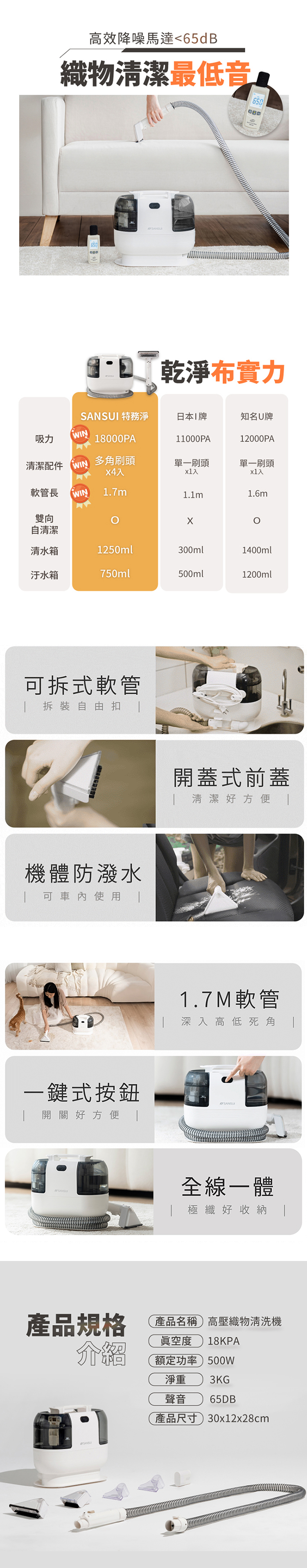 【山水】特務淨高壓織物清潔機 (WHITE-A1)