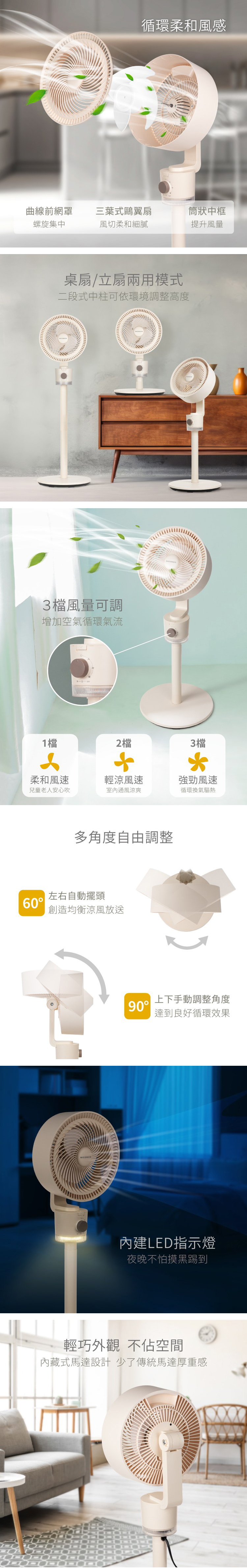 【NICONICO】美型桌立兩用循環扇(NI-GS2306)