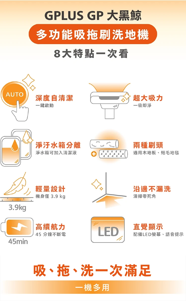 【G-PLUS】GP大黑鯨 多功能洗地機(GP-V001W ),GF1198,【G-PLUS】GP大黑鯨多功能洗地機(GP-V001W),全館商品,品牌分類,質感家電