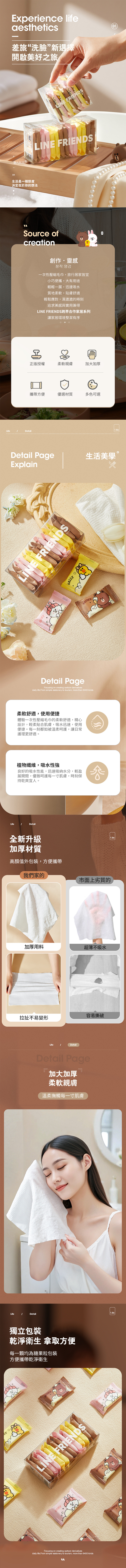 LINE加大攜帶式壓縮毛巾七入組