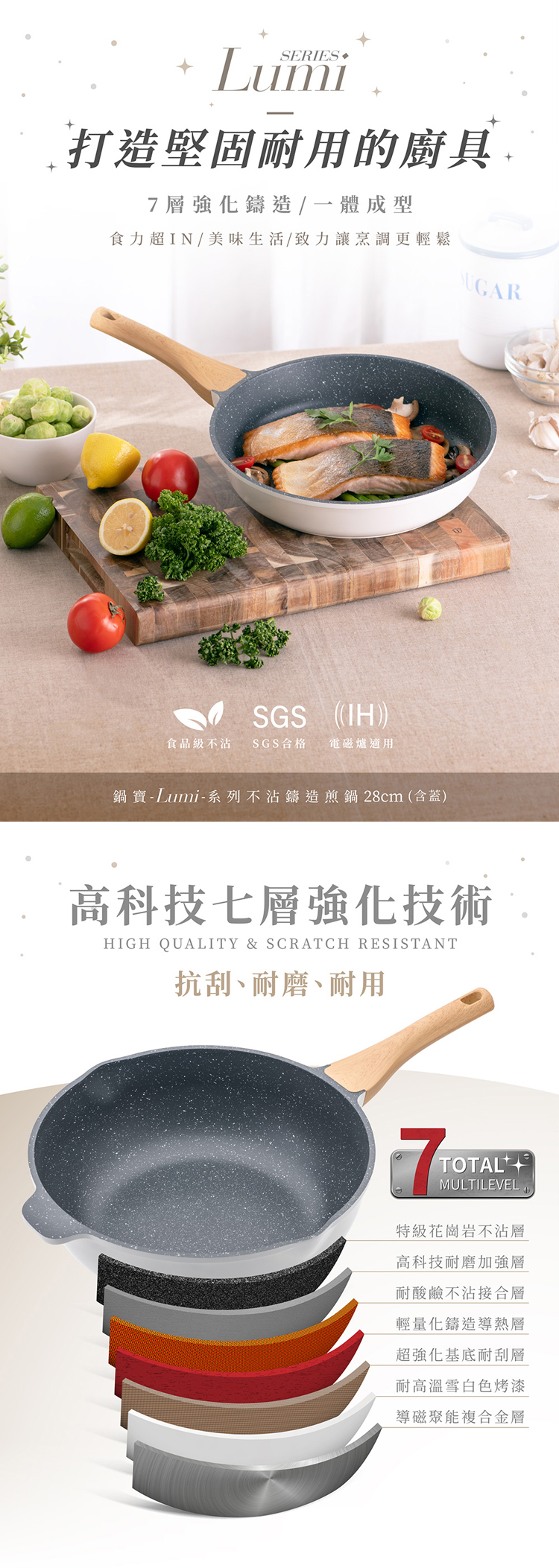 【鍋寶】Lumi系列不沾鑄造煎鍋28cm-附蓋(AI-6281),GF1295,【鍋寶】Lumi系列不沾鑄造煎鍋28cm-附蓋(AI-6281),生活用品,品牌分類,餐廚用品