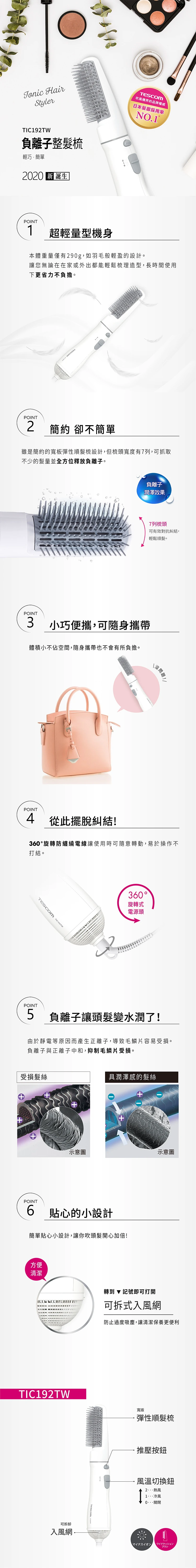 【TESCOM】負離子整髮梳(TIC192TW),GF1316,【TESCOM】負離子整髮梳(TIC192TW),全館商品,品牌分類,質感家電