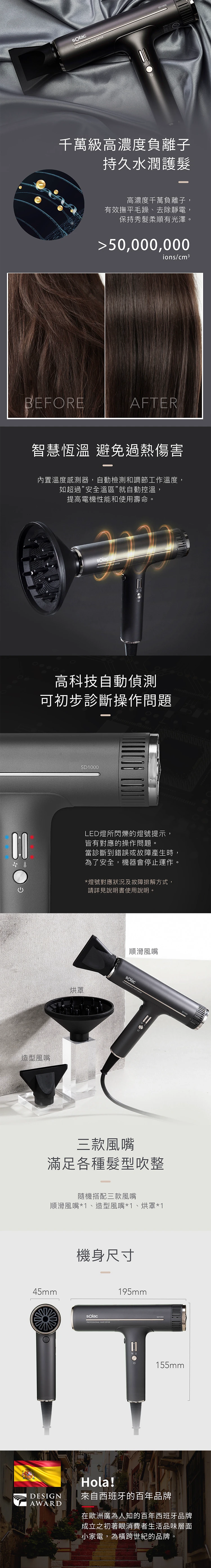 【sOlac西班牙】專業負離子吹風機(SD-1000G),GF1329,【sOlac西班牙】專業負離子吹風機(SD-1000G),全館商品,品牌分類,質感家電