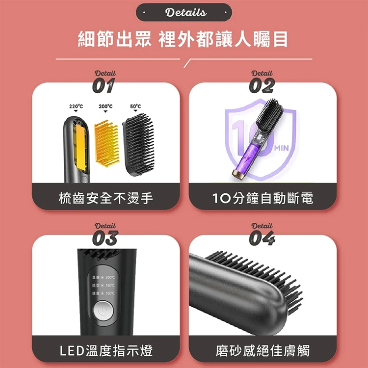 【sOlac西班牙】負離子無線直髮梳(SGT-218),GF1330,【sOlac西班牙】負離子無線直髮梳(SGT-218),全館商品,品牌分類,質感家電