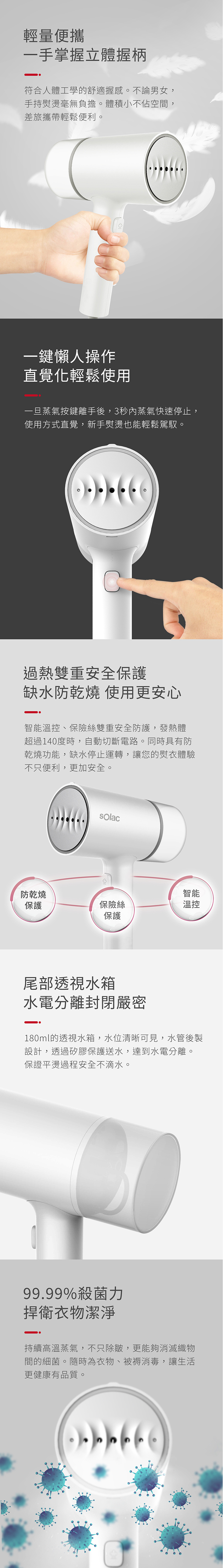 【sOlac西班牙】二合一手持式蒸氣掛燙機(SYP-133CW)