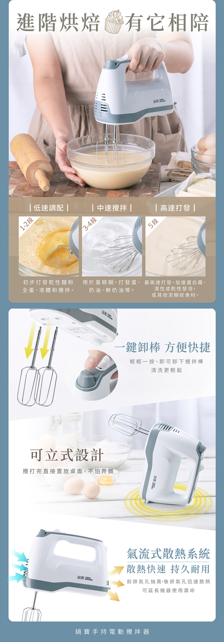 【鍋寶】手持電動攪拌器(HA-2057W)