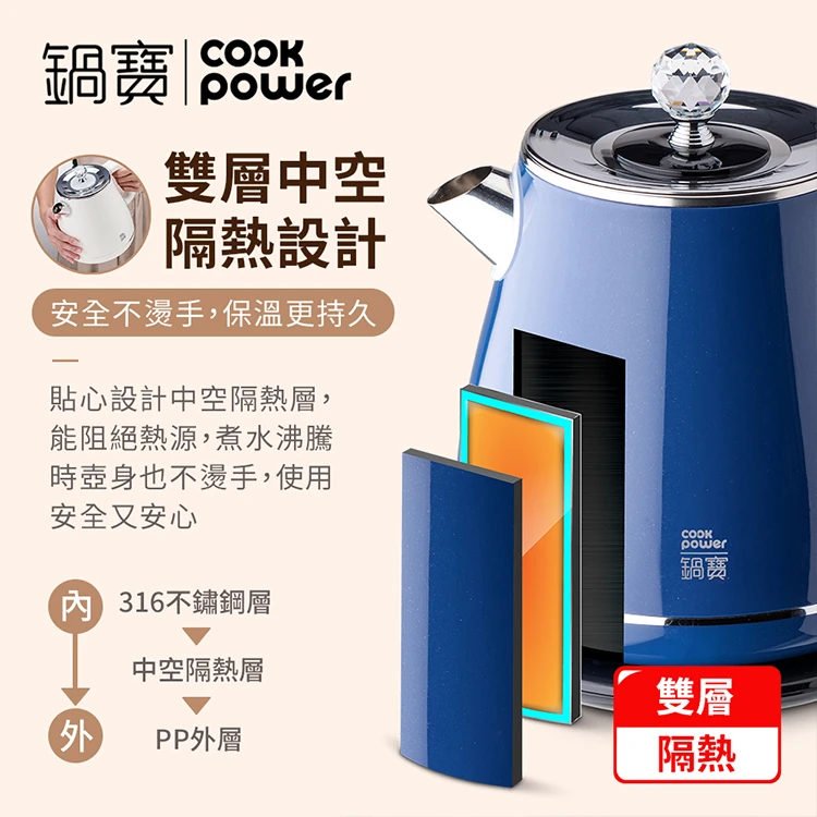 【鍋寶】316不鏽鋼雙層防燙快煮壺1.8L((KT-9218),GF1356,【鍋寶】316不鏽鋼雙層防燙快煮壺1.8L((KT-9218),全館商品,品牌分類,質感家電