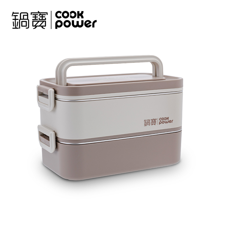 【鍋寶】可微波不鏽鋼雙層便當盒(贈餐具組)(BW-208)