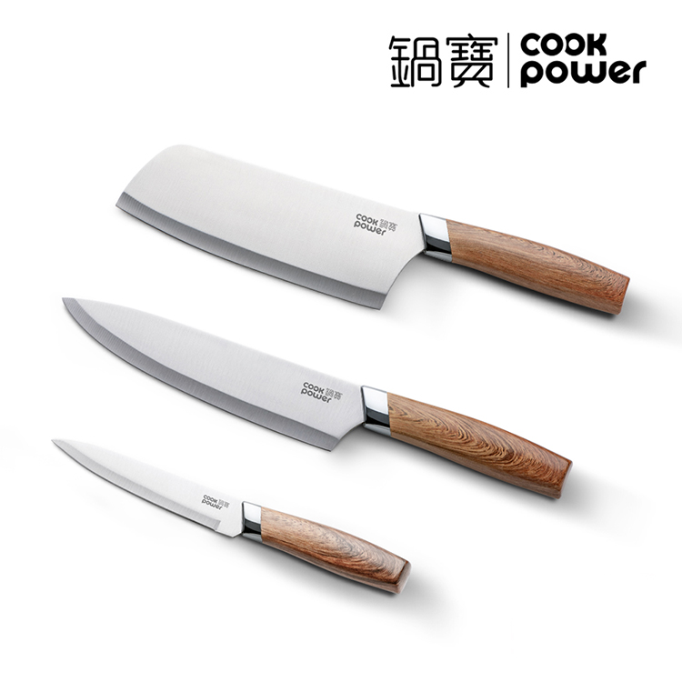 【鍋寶】不鏽鋼木紋刀具3件組(WP-3003Z)