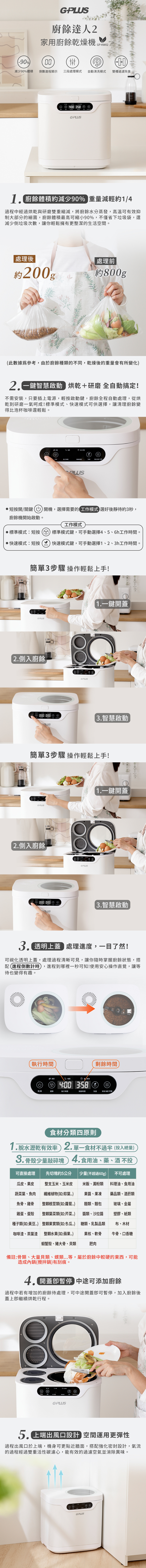 【G-PLUS】廚餘達人2 家用廚餘乾燥機(GP-KW02)
