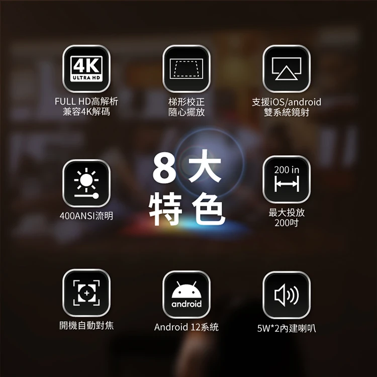 【SANSUI山水】AI語音智慧高清微型投影機(SPJ-M6),GF1476,【SANSUI山水】AI語音智慧高清微型投影機(SPJ-M6),全館商品,品牌分類,質感家電