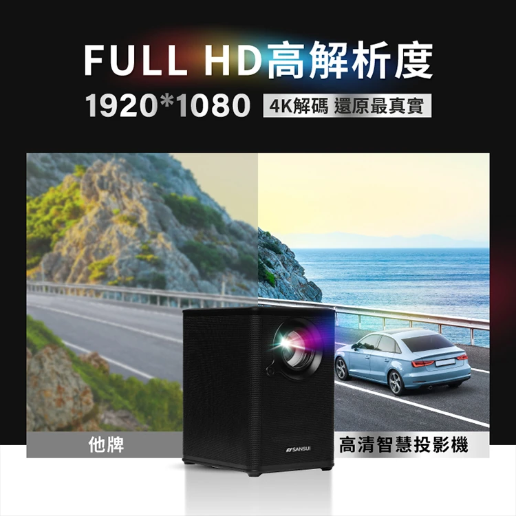【SANSUI山水】AI語音智慧高清微型投影機(SPJ-M6),GF1476,【SANSUI山水】AI語音智慧高清微型投影機(SPJ-M6),全館商品,品牌分類,質感家電