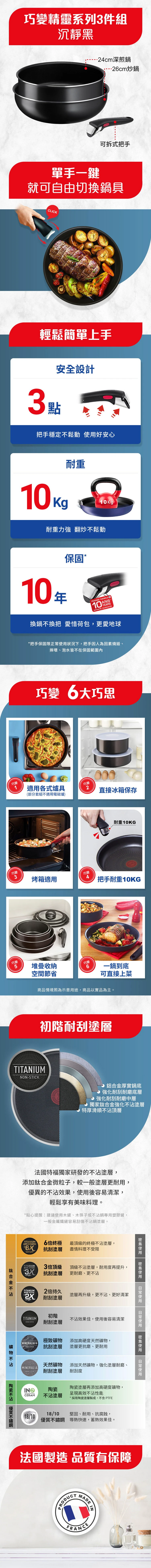 【Tefal特福】巧變精靈系列3件組—沉靜黑,GF1532,【Tefal特福】巧變精靈系列3件組—沉靜黑,全館商品,生活用品,品牌分類