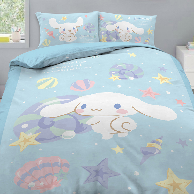 【戀家小舖】 大耳狗 雙人加大床包含二件枕套-捲捲貝殼灣(05040166)