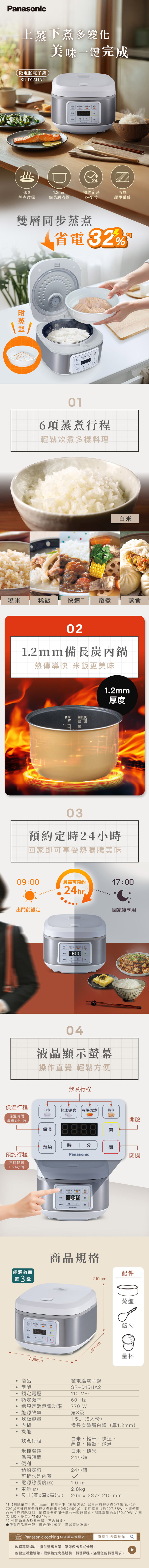 【Panasonic】微電腦電子鍋(SR-D15HA2)