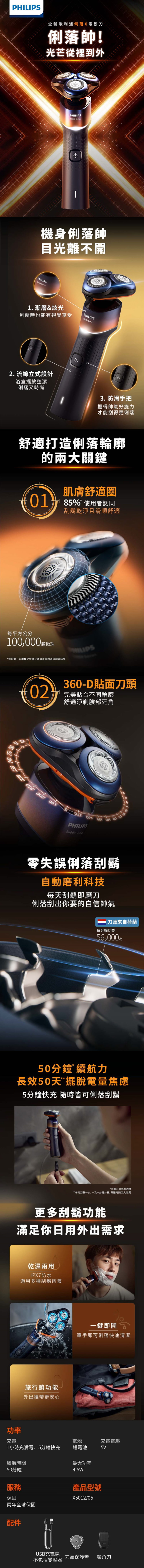 【Philips 飛利浦】X5012 電動刮鬍刀 + HX2411 音波牙刷組