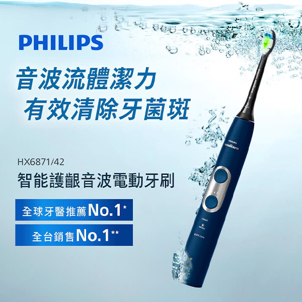 【Philips 飛利浦】智能護齦音波牙刷 (HX6871/42)