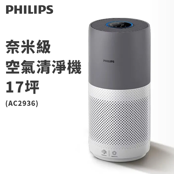 【Philips 飛利浦】奈米級空氣清淨機 17坪 (AC2936)