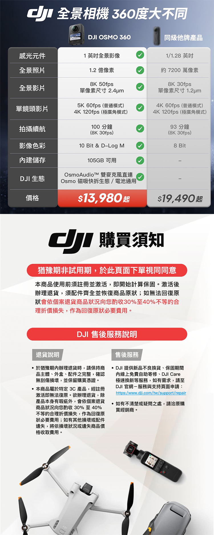【DJI】Osmo 360 全景相機 (1吋 CMOS) 標準套裝