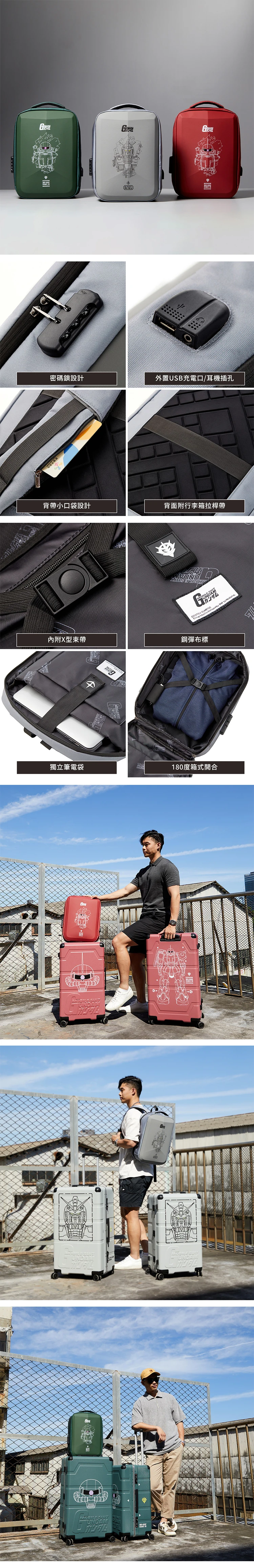 【TLCSTORE】機動戰士鋼彈 硬殼後背包 (附行李箱拉桿帶),GF2031,【TLCSTORE】機動戰士鋼彈硬殼後背包(附行李箱拉桿帶),全館商品,生活用品,旅行用品