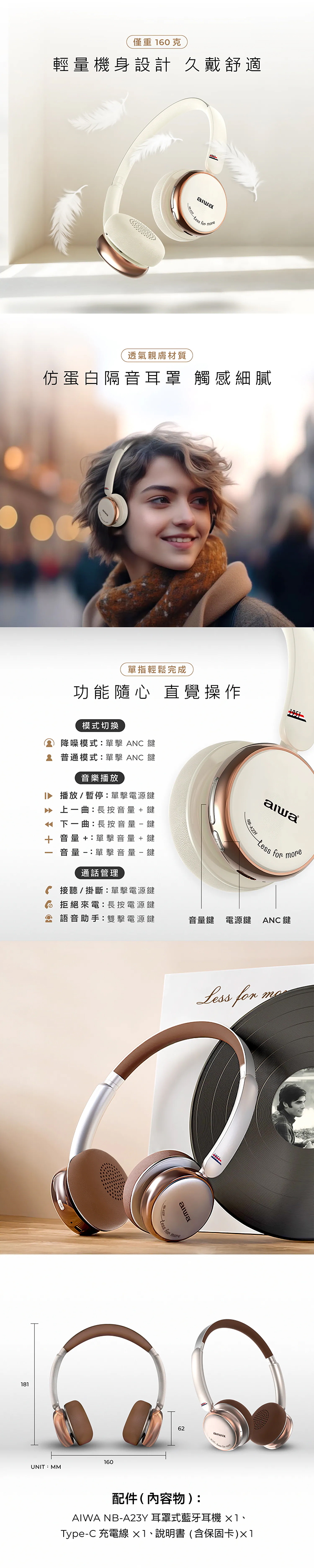 【AIWA 愛華 】耳罩式藍牙耳機(NB-A23Y)