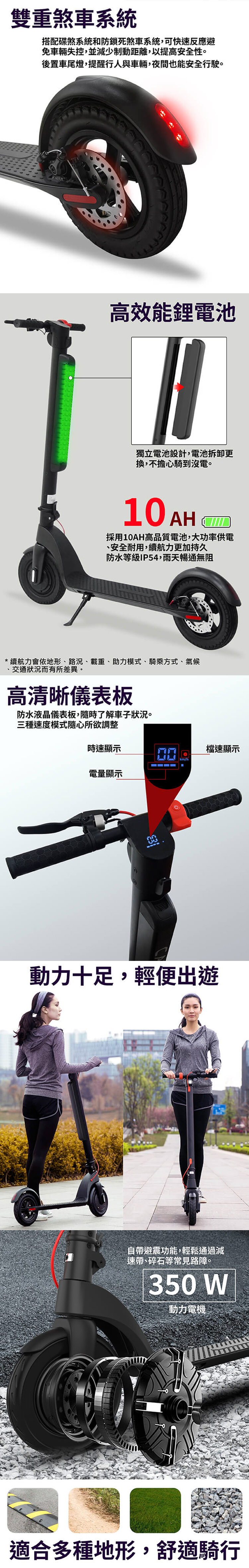 【CARSCAM】10吋輪胎雙鋰電外掛式電動折疊滑板車