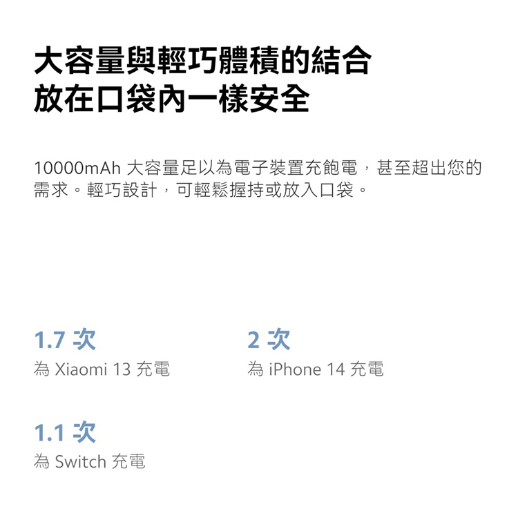 【小米】Xiaomi 自帶線行動電源 10000 口袋版,GF2104,【小米】Xiaomi自帶線行動電源10000口袋版,全館商品,品牌分類,新品上市