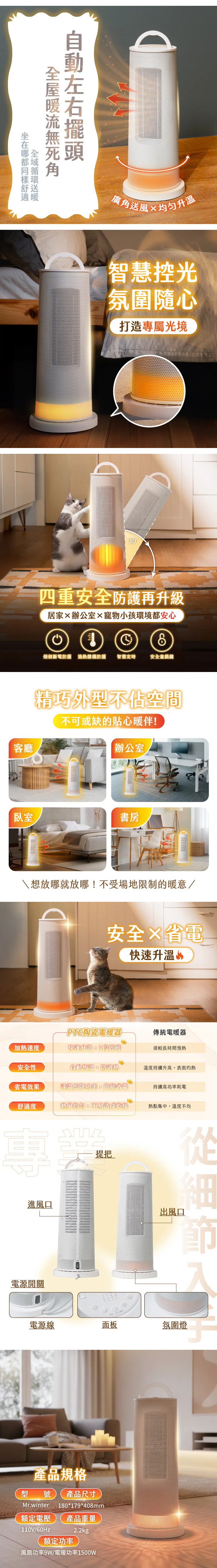 【MUNICHI沐尼黑】直立式陶瓷電暖器 MR.Winter