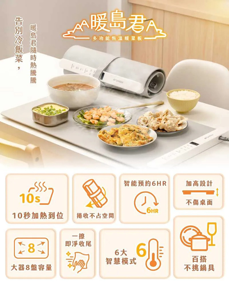 【SANSUI山水】暖島君多功能恆溫暖菜板(SWZ-EX01)