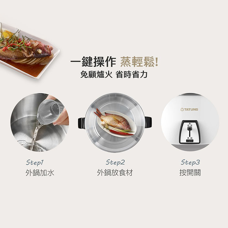 【大同】6人份不鏽鋼配件電鍋 -經典白(TAC-06L-MCW),GF2185,【大同】6人份不鏽鋼配件電鍋-經典白(TAC-06L-MCW),全館商品,品牌分類,新品上市