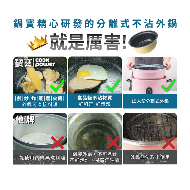 【鍋寶】萬用316分離式不沾電鍋-11人份-茶花粉(ER-1152P-1),GF2193,【鍋寶】萬用316分離式不沾電鍋-11人份-茶花粉(ER-1152P-1),生活用品,品牌分類,餐廚用品