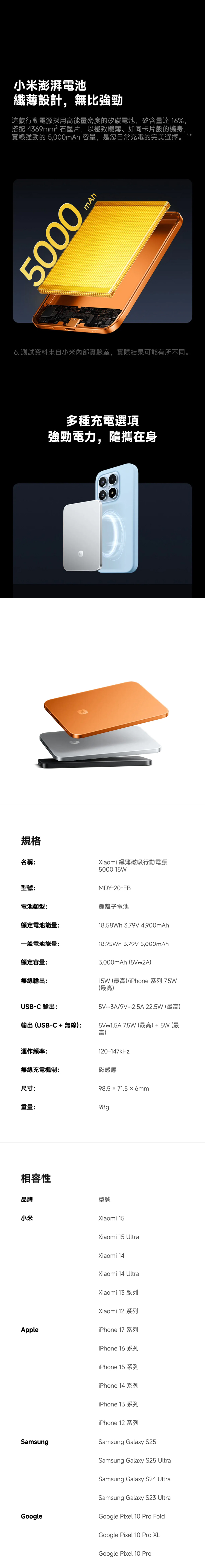 【小米】Xiaomi 纖薄磁吸行動電源5000 15W,GF2330,【小米】Xiaomi纖薄磁吸行動電源500015W,全館商品,生活用品,品牌分類