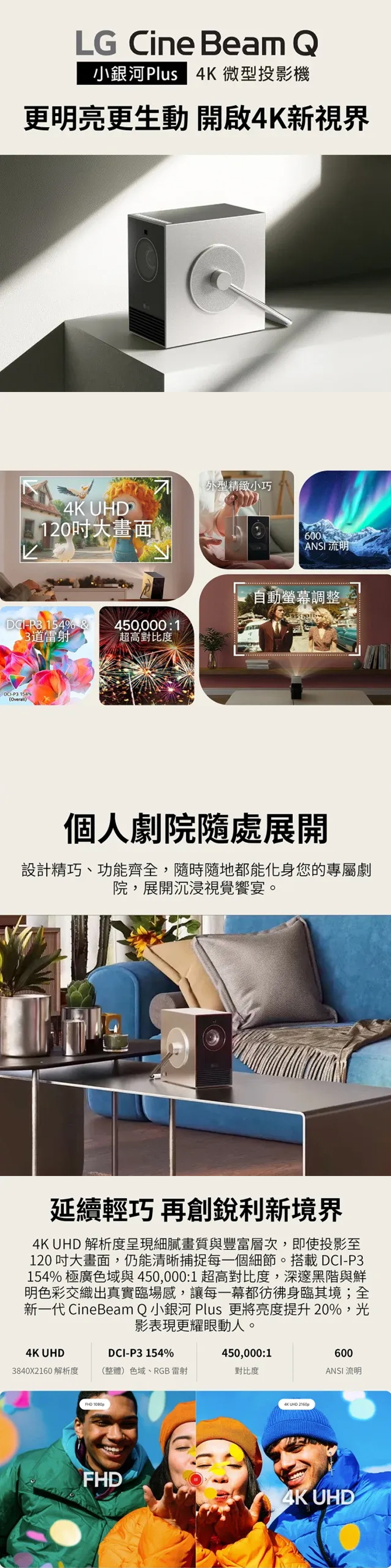 【LG】 樂金 CineBeam Q 小銀河 Plus 4K 雷射微型投影機 (PU600U),GF2389,【LG】樂金CineBeamQ小銀河Plus4K雷射微型投影機(PU600U),全館商品,品牌分類,新品上市