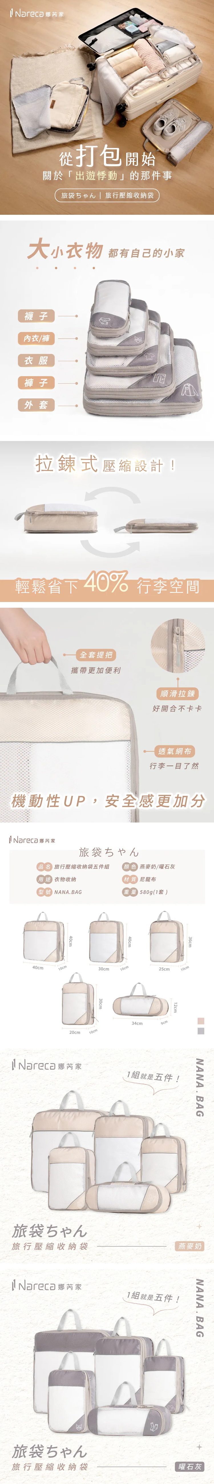 【Nareca 娜芮家】旅行壓縮收納袋5件組 NANA.BAG,GF2395,【Nareca娜芮家】旅行壓縮收納袋5件組NANA.BAG,全館商品,生活用品,品牌分類