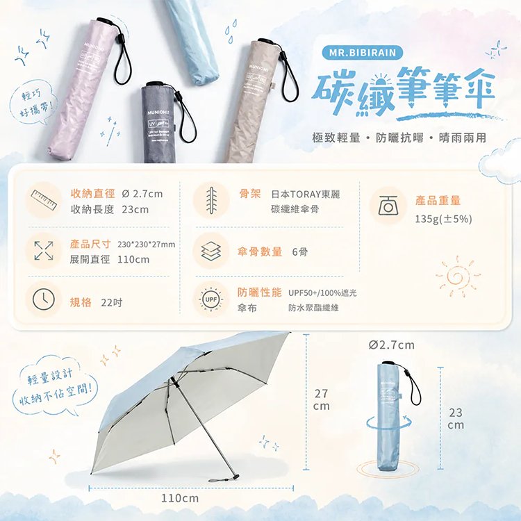 ★敬請期待。即將開搶★【MUNICHI沐尼黑】碳纖筆筆傘/摺疊傘 MR.BIBIRAIN,GF2476,★敬請期待。即將開搶★【MUNICHI沐尼黑】碳纖筆筆傘/摺疊傘MR.BIBIRAIN,全館商品,生活用品,新品上市