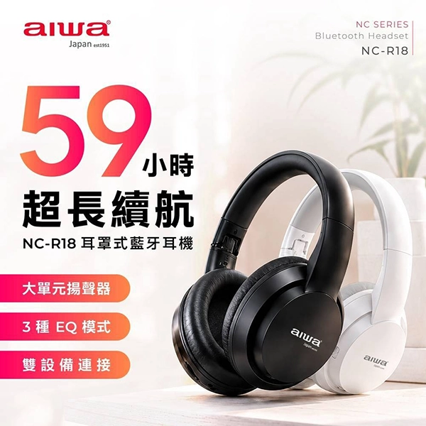 【AIWA 愛華 】耳罩式藍牙耳機(NC-R18)