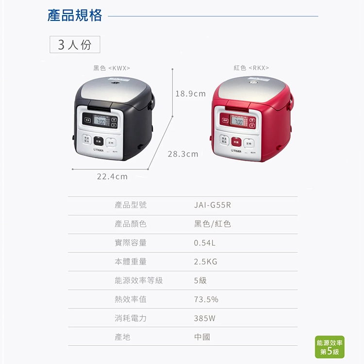 【虎牌TIGER】3人份 微電腦電子鍋 (JAI-G55R),GF2737,【虎牌TIGER】3人份微電腦電子鍋(JAI-G55R),全館商品,品牌分類,新品上市